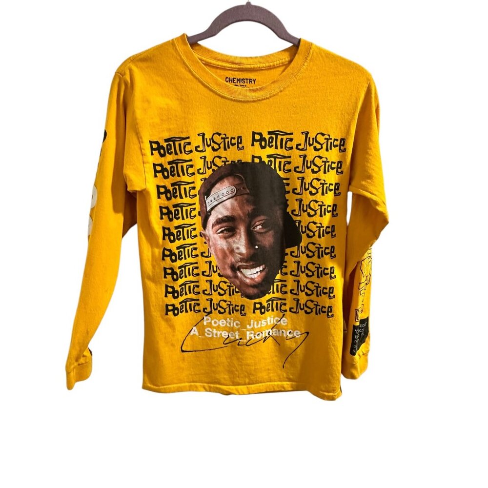 👗 2/$30 👗 Poetic Justice Graphic Long Sleeve T-Shirt Small By Chemistry Yellow